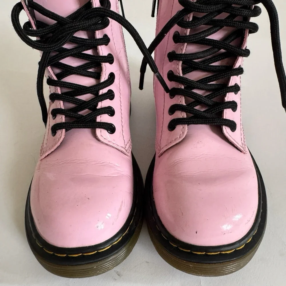 Dr. Martens Kids Pink Boots 12 High Top Patent Leather Girlie Barbiecore Punk
